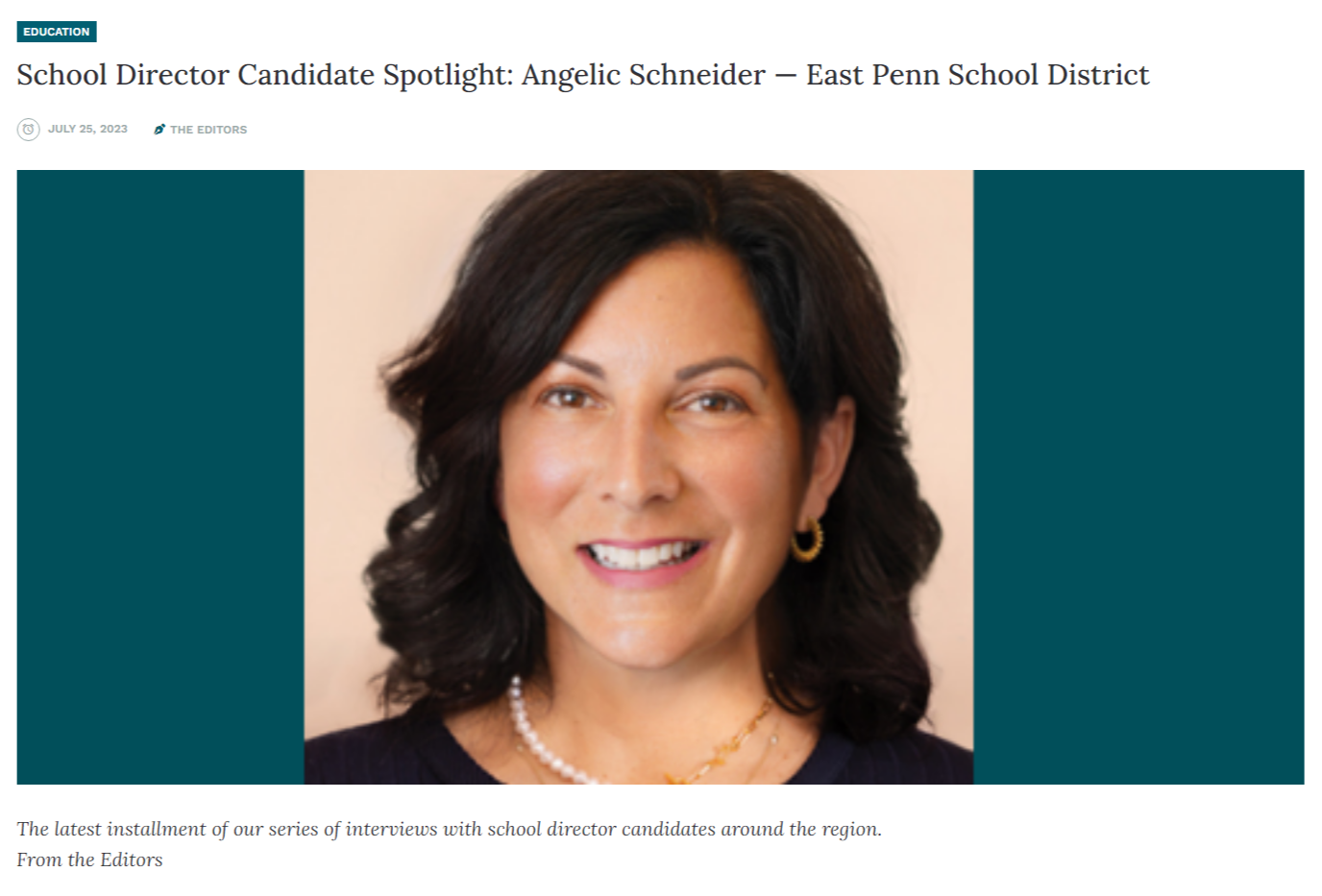 School Director Candidate Spotlight: Angelic Schneider - East Penn School District